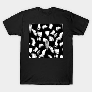 White over Black Brushtroke Dots T-Shirt